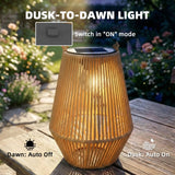 Outsunny Hanging Solar Lanterns, 2 Pack Rattan Solar Lights with Handle for Patio, Pathway, Terrace, Auto On/Off, Brown