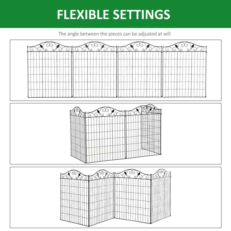 Outsunny Garden Decorative Fence 4 Panels 44in x 12ft Metal Wire Landscape Border Edging