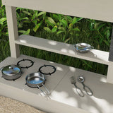 Outsunny Kids Wooden Sandbox w/ Canopy, Kitchen Toys, Seat, Storage, for Ages 3-7 Years