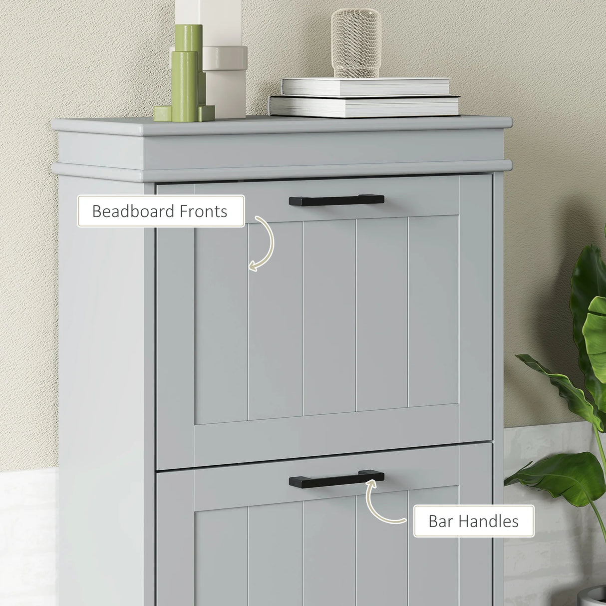 HOMCOM Two-Drawer Minimalistic 10-Shoe Cabinet - Grey