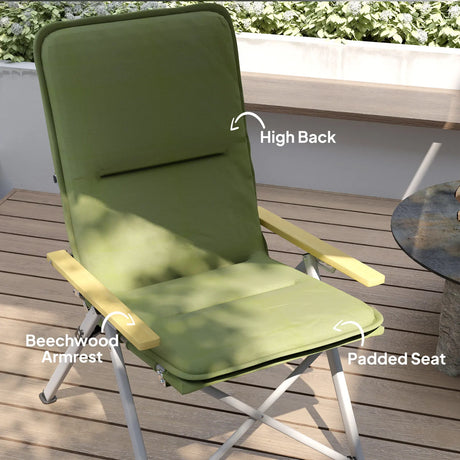 Outsunny Portable Padded Camping Chair, with Bag - Green