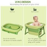 HOMCOM Foldable Baby Bathtub, with Stool - Green