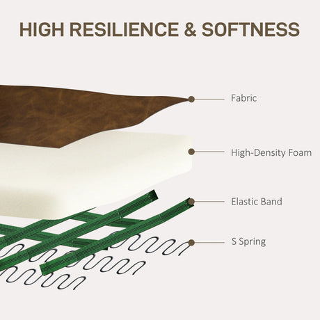 HOMCOM Upholstered Accent Chair with Rolled Arms and Wood Legs, Armchair for Living Room Bedroom, Brown