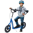 HOMCOM Kids Scooter Kick Scooter with 12" EVA Tyres, Rear Brake, Big Wheels Scooter for 5-12 Years Old, Blue