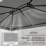 Outsunny Gazebo Roof Replacement, for 3 x 4m Frames - Light Grey