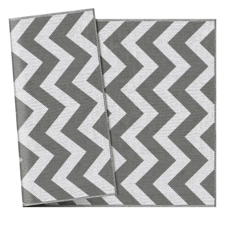Outsunny 121 x 182 cm(4x6ft) Outdoor Rug Reversible Mat Plastic Straw Rug Portable RV Camping Mat for Garden Deck Picnic Indoor, Light Grey & White