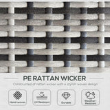 Outsunny Rattan Sun Lounger w/ Storage Tea Table & Footstools, Grey