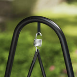 Outsunny Rattan Swing Chair, Outdoor Garden Hanging Swing Seat with Stand and Seat Cushion, Porch Hanging Chair for Balcony, Garden, Deck, Dark Grey