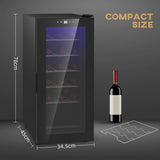 HOMCOM 18-Bottle Narrow Wine Fridge, with Lights - Black