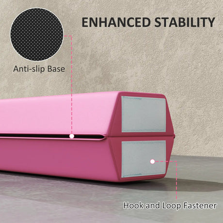 SPORTNOW 7.7ft Folding Gymnastics Beam, Floor Balance Beam for Kids with Anti-Slip Base, Gymnastics Equipment for Home, Pink