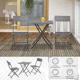 Outsunny 2-Seater Chair Bistro Set Garden Patio Table & Chair Black Rattan Furniture Grey
