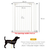 PawHut Metal Pet Safety Gate Dog Gate Folding Fence 74-87cm, White