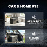 Outsunny 49L Compressor Car Fridge Freezer, Dual Zone Camping Refrigerator with App Control, Telescopic Handle, -20C-20C