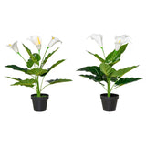 HOMCOM Set of 2 Artificial Realistic Calla Lily Flower, Faux Decorative Plant in Nursery Pot for Indoor Outdoor Décor, 55cm