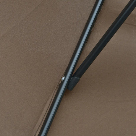Outsunny 2.45m Overhanging Cantilever Parasol, Heavy Duty Waterproof Garden Umbrella with Cross Base, Brown