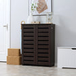 HOMCOM 5-Tier Narrow Shoe Cabinet with Adjustable Shelves - Dark Brown