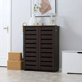 HOMCOM 5-Tier Narrow Shoe Cabinet with Adjustable Shelves - Dark Brown