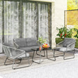 Outsunny Four-Piece Rattan Strong Panel Outdoor Sofa Set - Grey