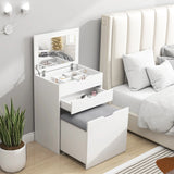 HOMCOM Dressing Table with Flip-up Mirror and Storage Stool, Vanity Table with Drawer and Hidden Compartments for Bedroom, Living Room, White