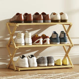 HOMCOM Three-Tier Folding Bamboo Shoe Rack - Natural Finish