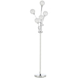 HOMCOM Crystal Floor Lamps for Living Room Bedroom with 5 Light, Modern Upright Standing Lamp, 34x25x156cm, Silver