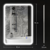 HOMCOM 70 x 50cm LED Bathroom Mirror, with Bluetooth - Silver Tone