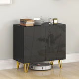 HOMCOM Modern Luxe High Gloss Sideboard, with Hairpin Legs - Black