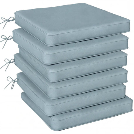Outsunny Set of 6 Chair Cushion Seat Pads Dining Chair w/ Straps, Indoor Outdoor Removable Tie On Garden Patio, Light Grey