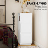 HOMCOM Slim Bedside Table, Narrow Bedside Cabinet with Open Shelf and 2 Drawers for Bedroom, Living Room, White