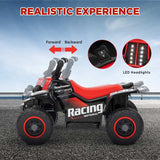 AIYAPLAY 6V Electric Quad Bike for Kids, Ride On ATV w/ Forward Backward, Headlights, for 18-36 Months, Black and Red