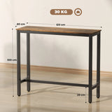 HOMCOM Rectangular Bar Table, Wood Effect Pub Coffee Table for Small Space, Breakfast Dining, Kitchen, Industrial, Rustic Brown