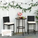 Outsunny Set of 2 Garden Chair Cushions with Ties, 45 x 45 cm Replacement Cushions for Outdoor Furniture, Cream White