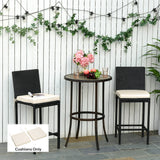 Outsunny Set of 2 Garden Chair Cushions with Ties, 45 x 45 cm Replacement Cushions for Outdoor Furniture, Cream White