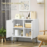 HOMCOM Storage Cabinet Slim Sideboard with Golden Hairpin Legs Adjustable Shelves for Living Room Dining Room Hallway White