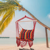 Outsunny Hammock Chair Swing Colourful Striped Tree Hanging Seat Porch Indoor Outdoor Fabric Garden Furniture