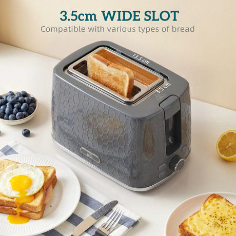 HOMCOM Kettle and Toaster Set, 1.7L 3000W Rapid Kettle with Limescale Filter, 2 Slice Toaster with 7 Browning Controls, Grey