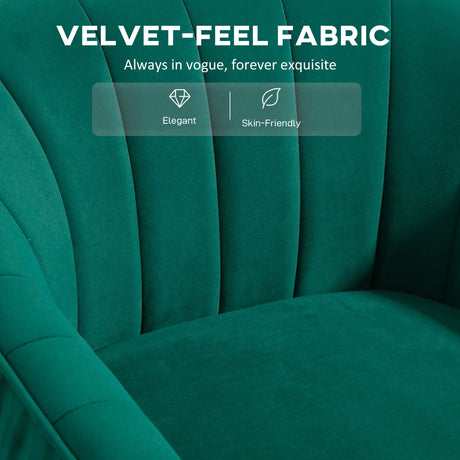 HOMCOM Velvet-Feel Shell Back Accent Chair - Green