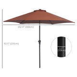 Outsunny 2.6M Garden Parasol Umbrella with Tilt and Crank, Outdoor Sun Parasol Sunshade Shelter with Aluminium Frame, Coffee