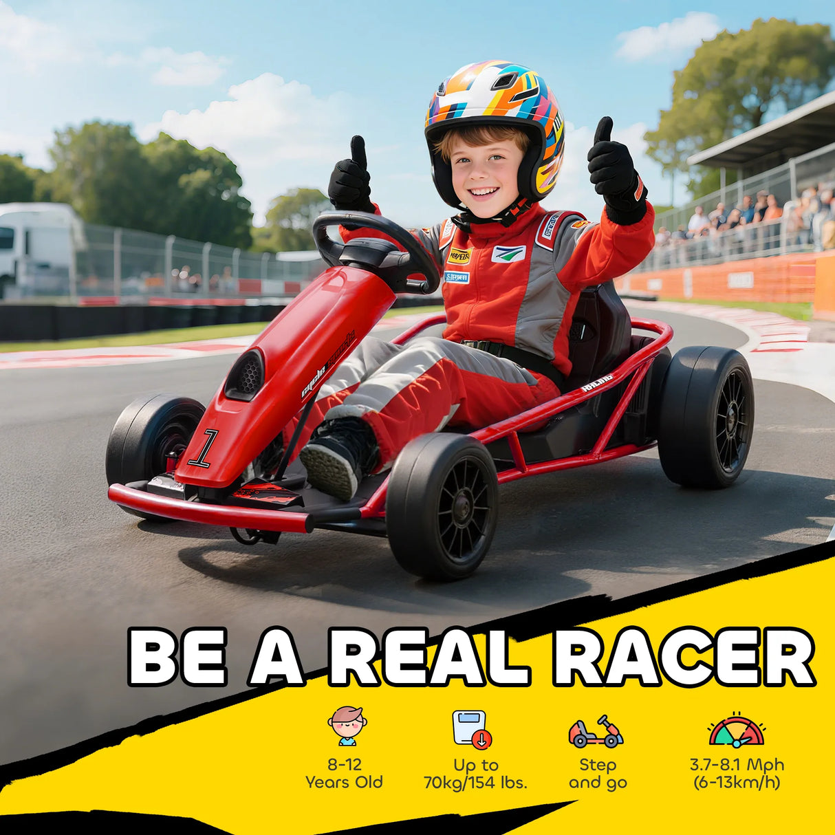 HOMCOM 24V Electric Go Kart for Kids, Drift Ride-On Racing Go Kart with 2 Speeds, for Boys Girls Aged 8-12 Years Old, Red