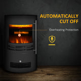 HOMCOM 1000W/2000W Freestanding Electric Fireplace, Indoor Heater Fire Stove with Log Burner Effect Flame, Thermostat Control
