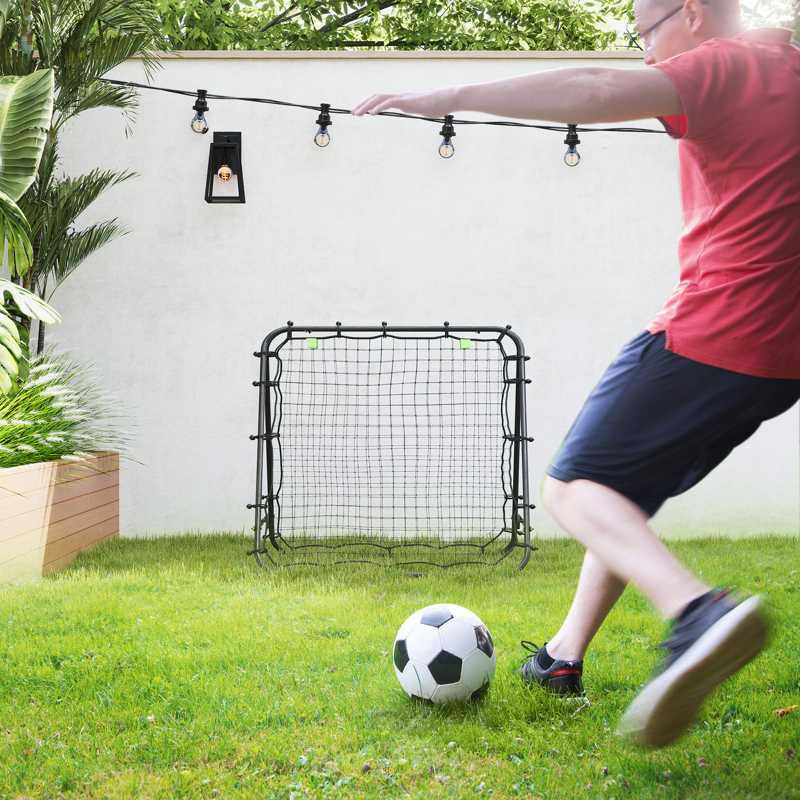 HOMCOM Double Sided Football Rebounder Net, Football Rebound Goal with Five Adjustable Angles, Black