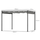 Outsunny 3 x 3m Retractable Roof Metal Pergola - Grey