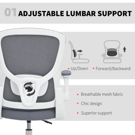 HOMCOM Draughtsman Chair, with Adjustable Lumbar - Charcoal Grey