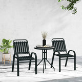 Outsunny 3 Pieces Patio Bistro Set with Stackable Chairs, Tempered Glass Table, for Outdoor, Balcony, Patio, Garden Charcoal Grey