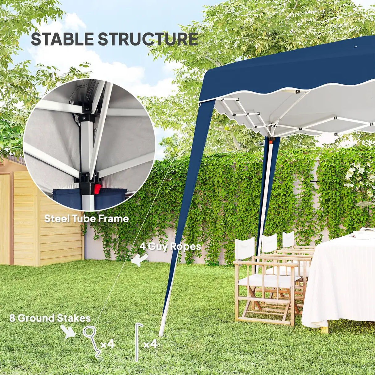 Outsunny 3 M x 3 M Base/ 2.5 M x 2.5 M Top Pop Up Gazebo, 2 Person Setup Instant with Carry Bag, Height Adjustable Slant Leg Party Tent Instant Event Shelter for Garden, Patio