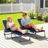 Outsunny Five-Position Reclining Sun Loungers Set of 2 - Dark Blue