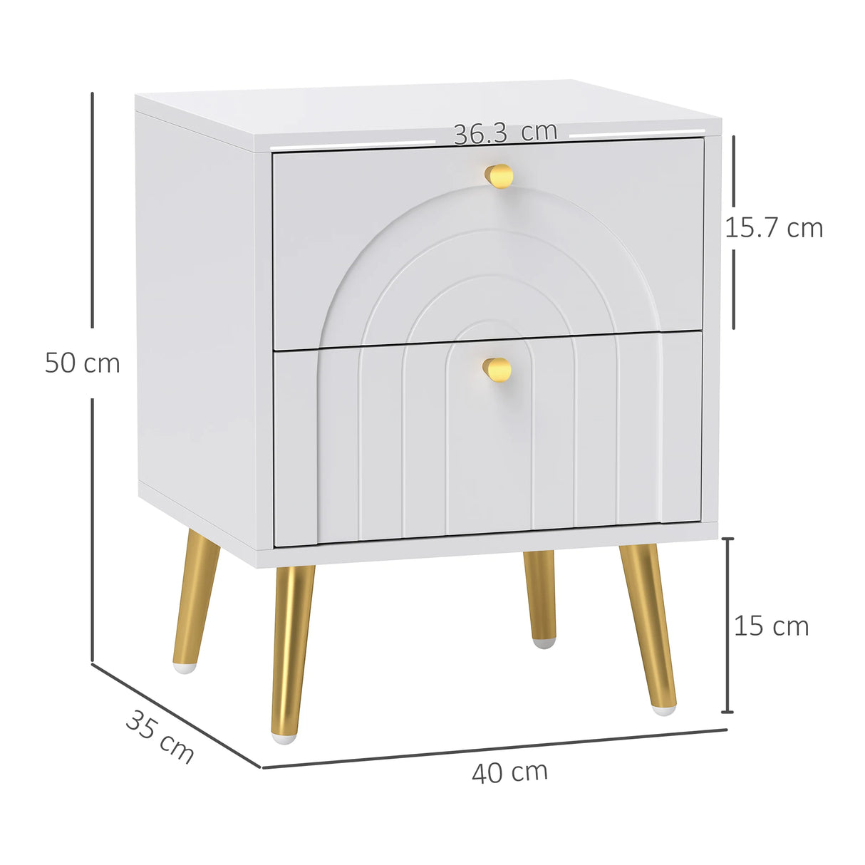 HOMCOM 2-Drawer Bedside Table Set of 2 - White