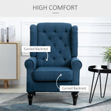 HOMCOM Wingback Accent Chair, Retro Upholstered Button Tufted Occasional Chair for Living Room and Bedroom, Blue