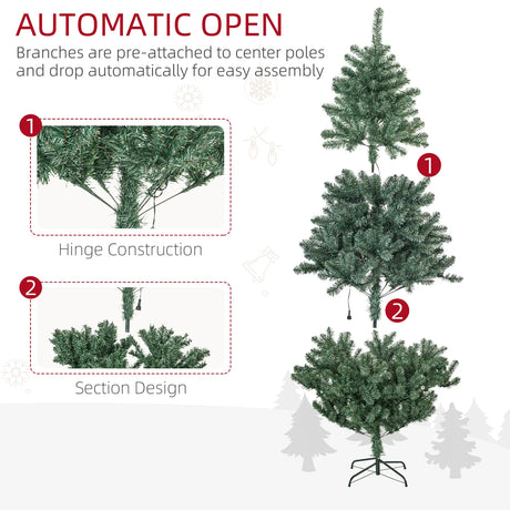 HOMCOM 6' Artificial Prelit Christmas Trees Holiday Dcor with Warm White LED Lights, Decoration, Banner, Tag, Ball
