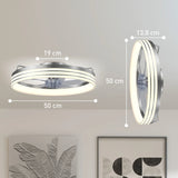 HOMCOM Ceiling Fans with Lights and Remote & App Control, 50cm LED Ceiling Fan Light with 3 Colour Temperatures, 6 Speed, Silver